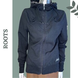 Roots Canada Women's Hoodie Black Full Zipper Front with Loned Contrast
Hood Med